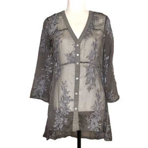 Charlie B sheer embroidered tunic